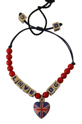 Dolce & Gabbana Red Blue Beaded DG LOVES LONDON Flag Branded Bracelet -   -  Dolce & Gabbana.